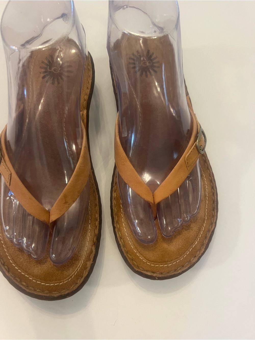 UGG Women's Brown Tan Leather Thong Sandals